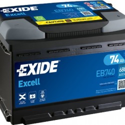 Μπαταρία Exide EB740 Excell 12V 74Ah 680A 278Χ175Χ190