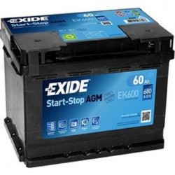Μπαταρία Exide EK600 AGM 12V 60Ah 680A Start-Stop 242X175X190