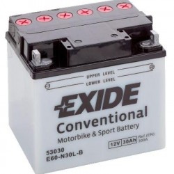 Μπαταρία Μοτοσυκλέτας Exide E60-N30L-B (53030) 12V 30Ah 300A 185X128X168