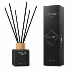 Fresso - Αρωματικό Χώρου με Στικ Amora 100 ml Premium Home Reed Diffuser με FlowScent, Μαύρο Γυάλινο Μπουκάλι και Μαύρα Στικ από Fiberglass - 1 Τεμ. (390013/FRE)
