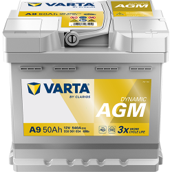 Μπαταρια Αυτοκινητου Varta A9 start-stop AGM silver dynamic plus ready 50AH-540AH 207x175x190